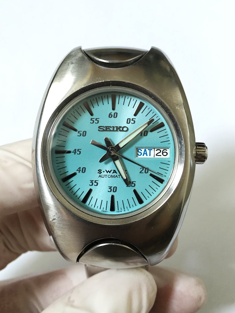 Seiko 7S26-0190 Vintage S-Wave Automatic Day Date Blue Dial Watch |  WatchUSeek Watch Forums