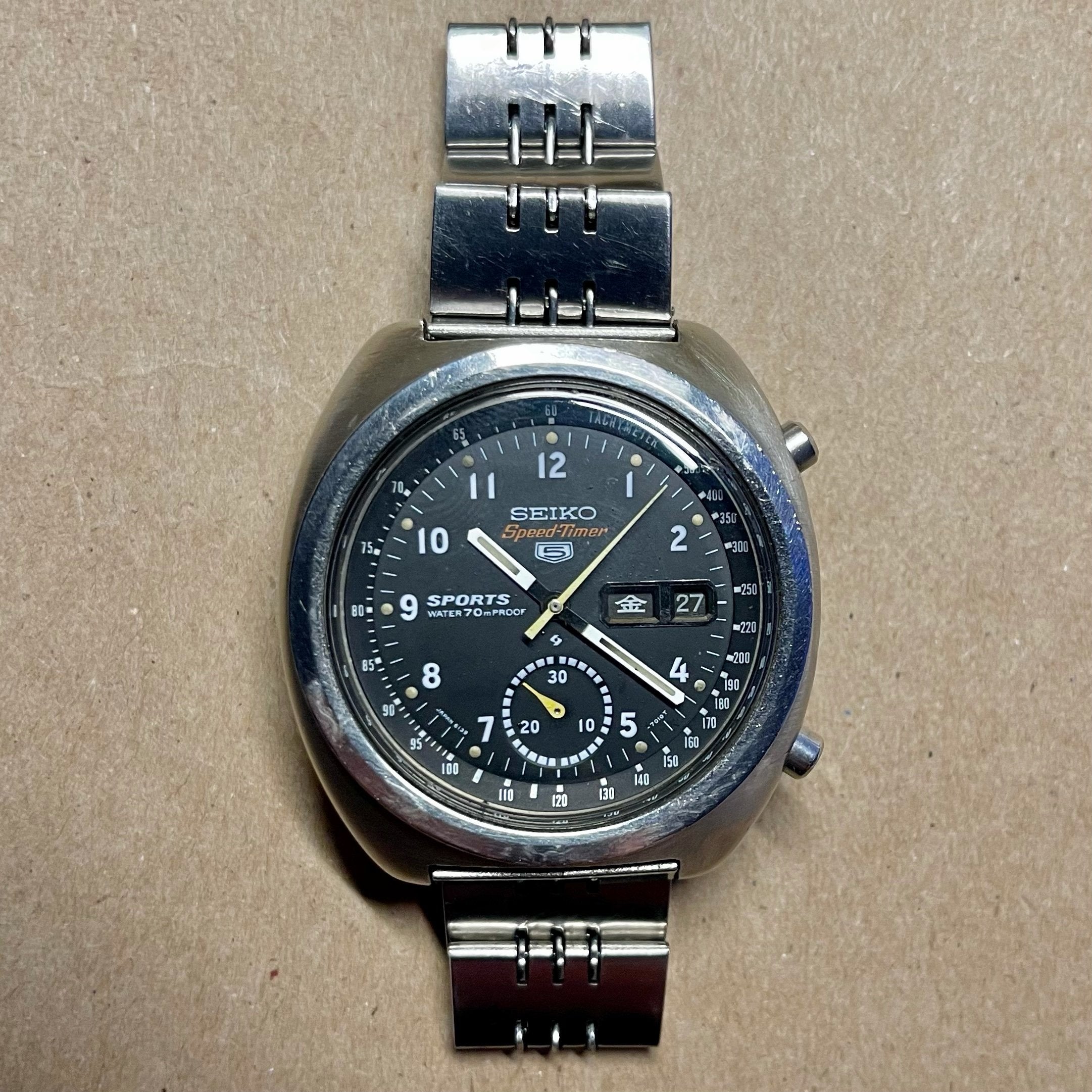 SOLD) FS: Seiko early JDM 6139-7011 'Military Dial' Speed-Timer w/original  bracelet | WatchUSeek Watch Forums