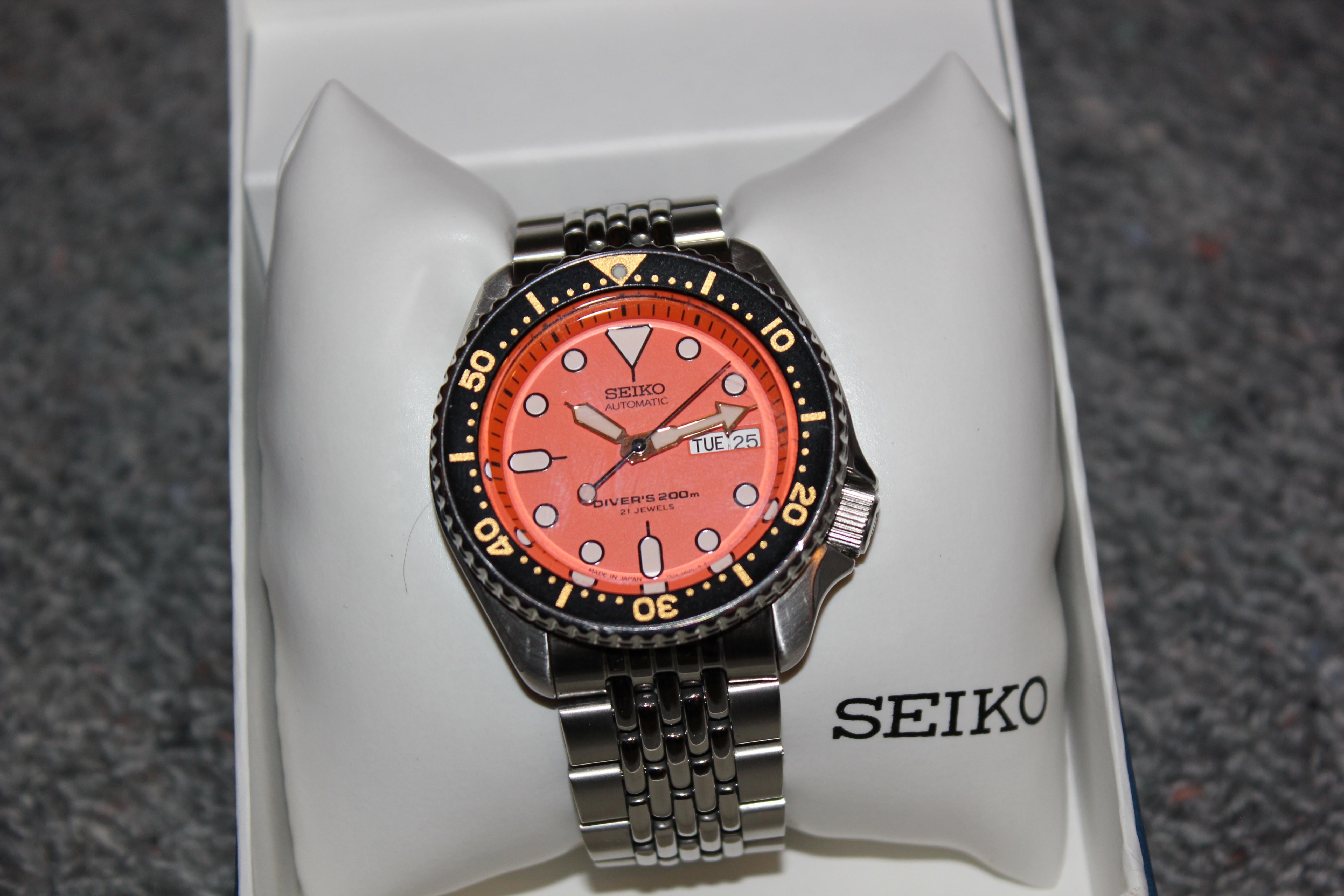 SKX 011 orange dial on Uncle Seiko Beads of Rice | WatchUSeek Watch Forums