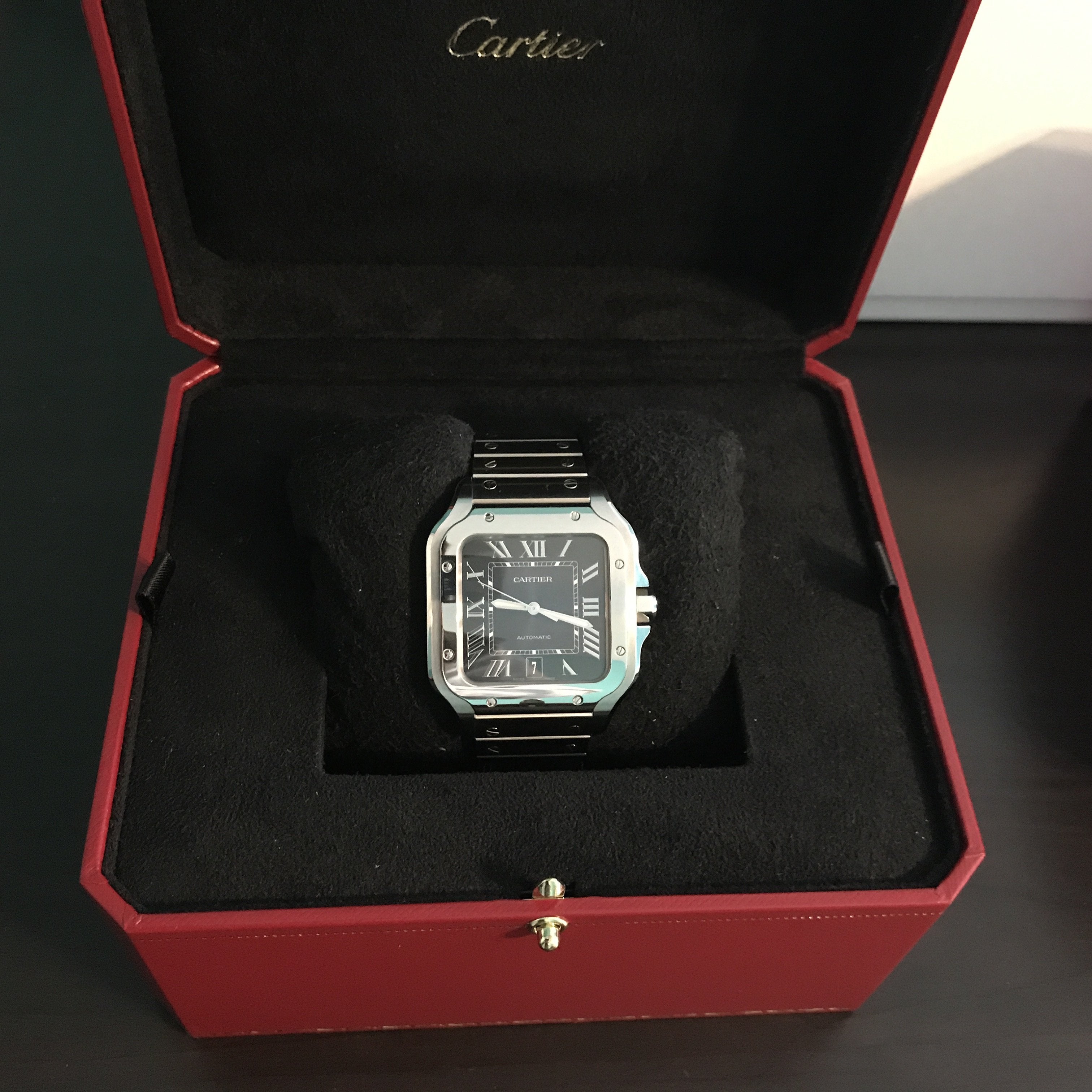 (Sold) FS: Cartier Santos Large blue dial WSSA0030 full set with ~8 ...